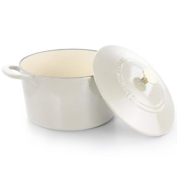 MARTHA STEWART 7 qt. Enameled Cast Iron Dutch Oven in Linen with Self  Basting Lid 985119761M - The Home Depot