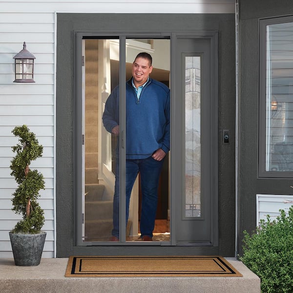 36in.x 80in. LuminAire Charcoal Gray for Single Entry Door 32in.-36in. Universal Handed Aluminum Retractable Screen Door