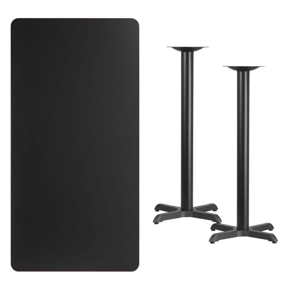 Black Laminate Rectangular Bar Height Table with Cast Iron Base