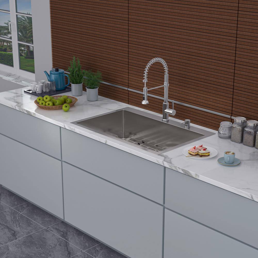 33'' Single Bowl Stainless Steel Drop-In Kitchen Sink