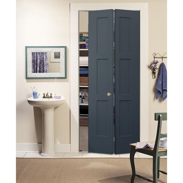 30 in. x 96 in. Birkdale Denim Stain Smooth Hollow Core Molded Composite Interior Closet Bi-fold Door
