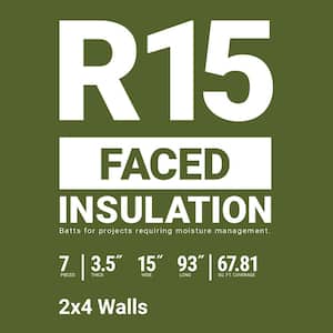 R-15 Faced Fiberglass Insulation Batt 15 in. x 93 in. (1 Bags)