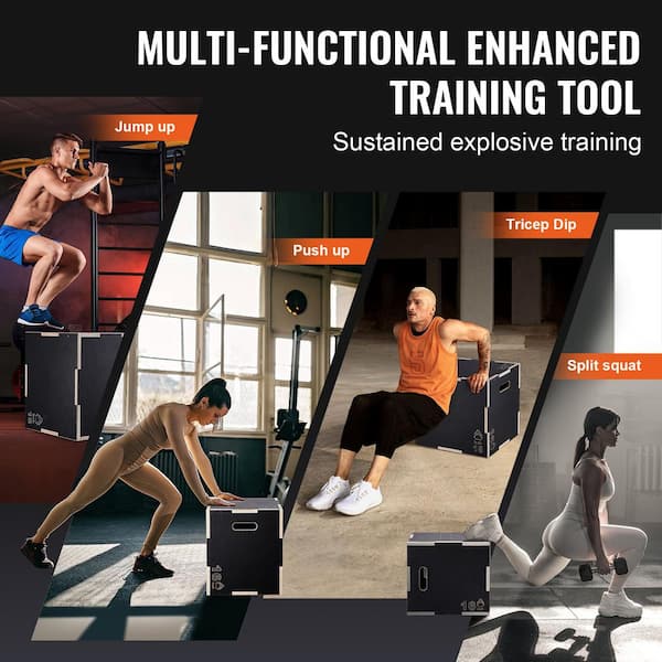 SKYSHALO 3-in-1 Plyometric Jump Box, 20/18/16 in. Adjustable