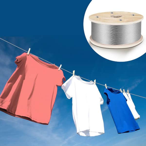 316 Stainless Steel Wire Rope, 3/16 in. x 500 ft. 1x19 Strands, 4200 lbs. Breaking Strength for Railings & Clotheslines