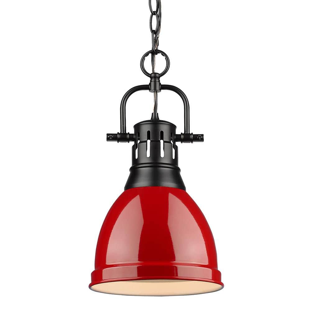 Duncan 1-Light Black Pendant and Chain with Red Shade price history on PriceWatchPro