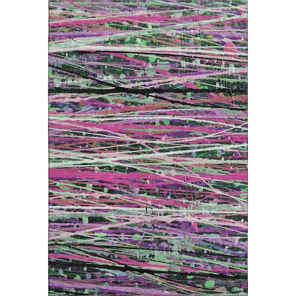 Mayfield Premium Machine Washable Abstract AMF2125 Pink 9 ft. x 12 ft. Area Rug