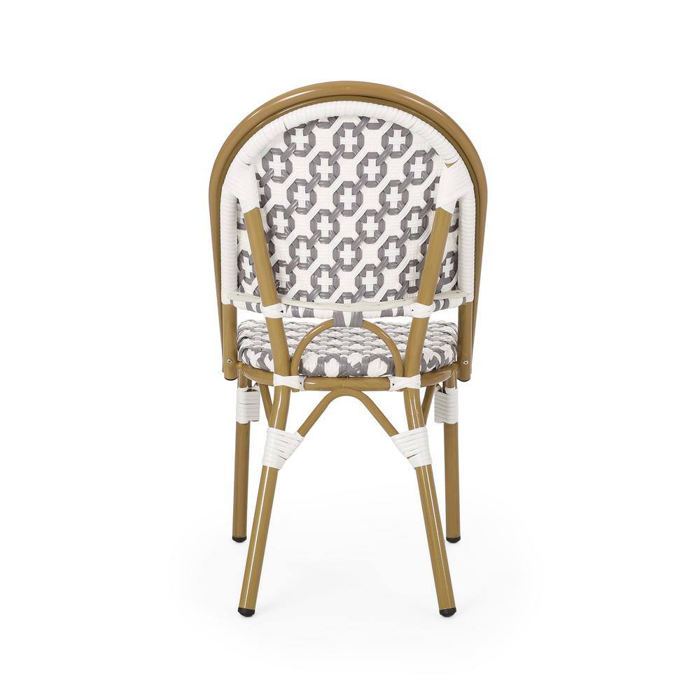 Jordy Black and White Bamboo Print Outdoor Bistro Chair Set