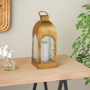 Gold Metal Arched Candle Lantern with Top Handle
