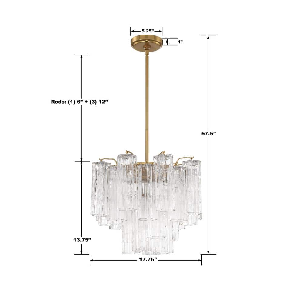Addis 4-Light Clear Glass and Aged Brass Chandelier