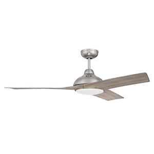 Beckham 54 in. Indoor Brushed Polished Nickel Ceiling Fan with Smart Wi-Fi Enabled Remote and Integrated LED Light Kit