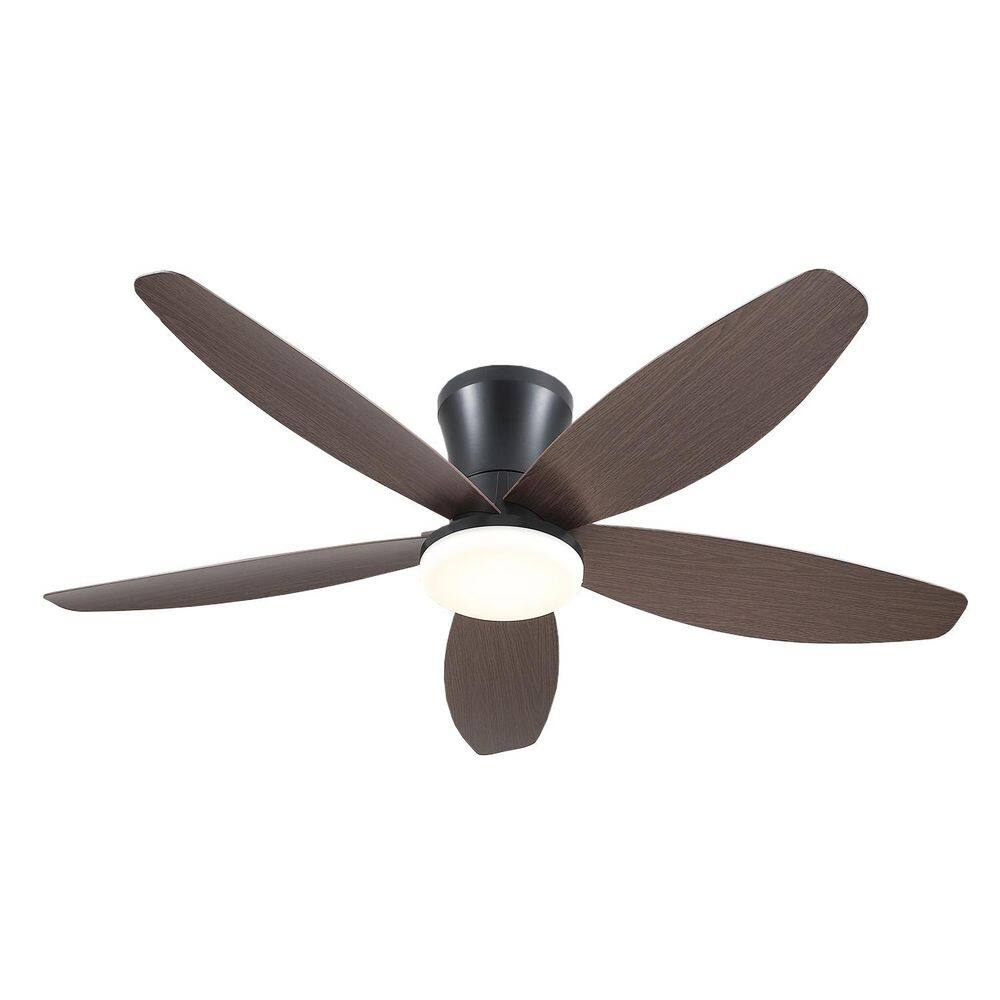 48 in. Indoor/Outdoor Flush Mount Modern Brown Ceiling Fan with Dimmable 3 Color LED Light and Remote/APP Control price history on PriceWatchPro