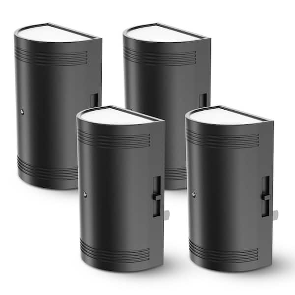 1-Light Black Dimmable Plug-In Night Lights with Dusk to Dawn Sensor, 3000K Warm White Glow(4-Pack)