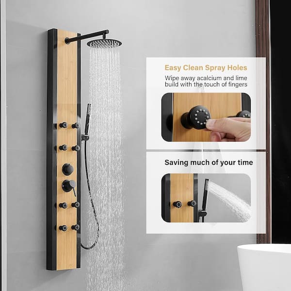BWE 57 In. 8-Jet Shower Tower Shower Panel System With Rainfall