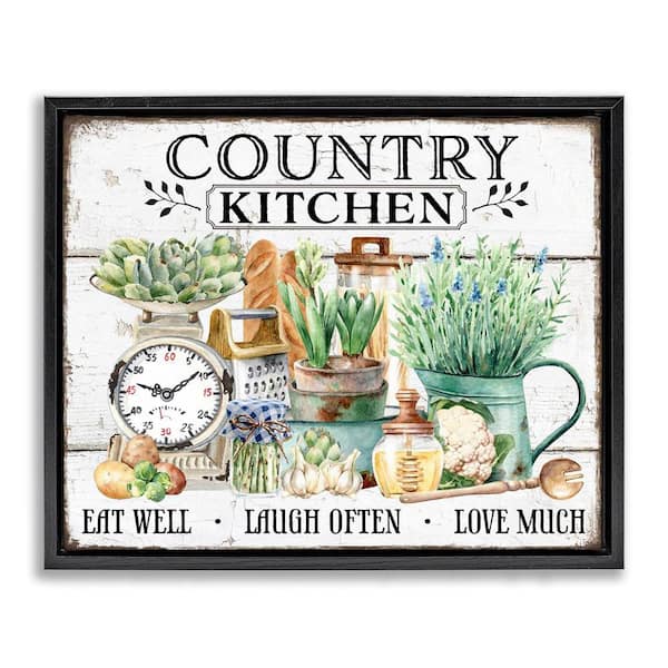 Stupell Industries Country Kitchen Still Life by Creatif Belle Black Floater Frame Food Graphic Art Print 25 in. x 31 in.