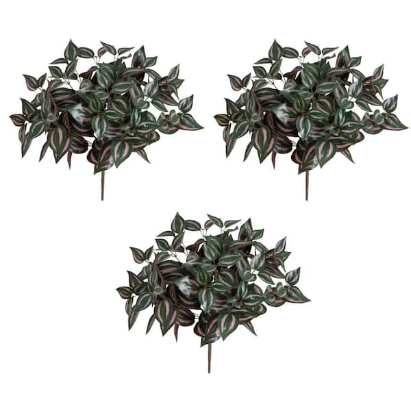 19 in. UV Resistant Artificial Wandering Jew Bush (Indoor/Outdoor)- (Set of 3)