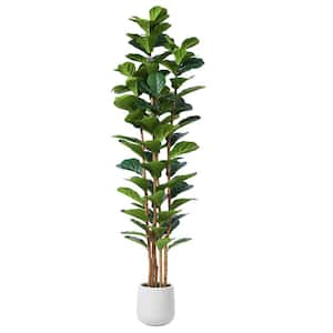 7 ft. Artificial Fiddle Leaf Fig Tree with Realistic Leaves and Natural Trunk, Silk Faux Potted Tree