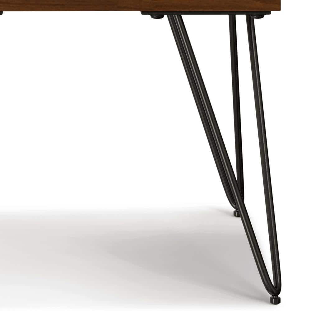 Hunter Walnut Veneer Industrial End Table with Metal Hairpin Legs