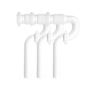 Form N Fit 1-1/2 in. White Plastic Sink Drain Flexible P-Trap (3-Pack)