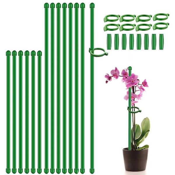 .N/A 17 in. and 11 in. Adjustable Plant Support Stakes with Clips, 16-Pack