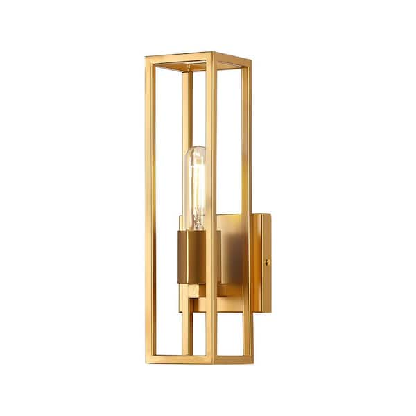 Unbranded Adela 3.7 in. 1-Light Gold Simple Industrial Wall Sconce with Metal Frame Shade