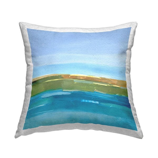Stupell Industries Modern Ocean Landscape Blue Square Outdoor Throw Pillow