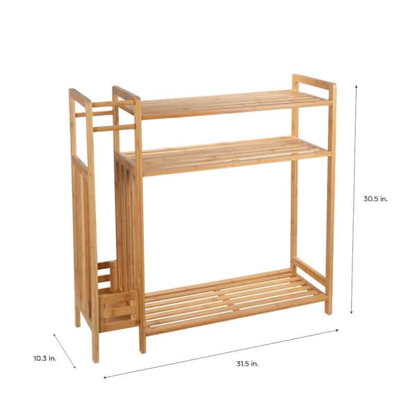 ORGANIZE IT ALL 30.5 H 9-Pair 3-Tier Brown Bamboo Shoe Rack NH