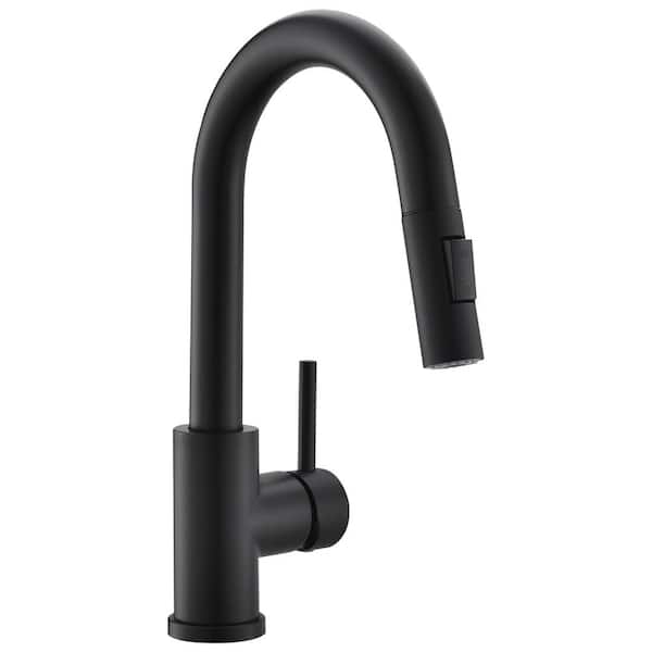 Dimakai Single Handle Pull Down Sprayer Kitchen Faucet with Water Supply Hoses and Ceramic Disc Cartridge in Matte Black