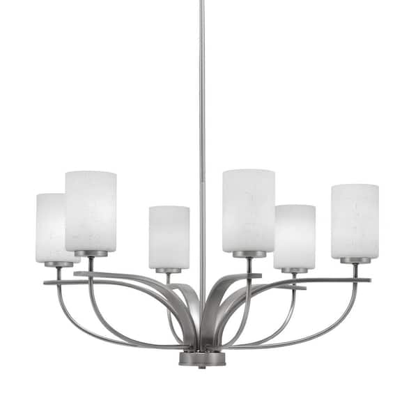 Unbranded Olympia 6 Light, Uplight, Chandelier, Graphite Finish, 4 in. White Muslin Glass