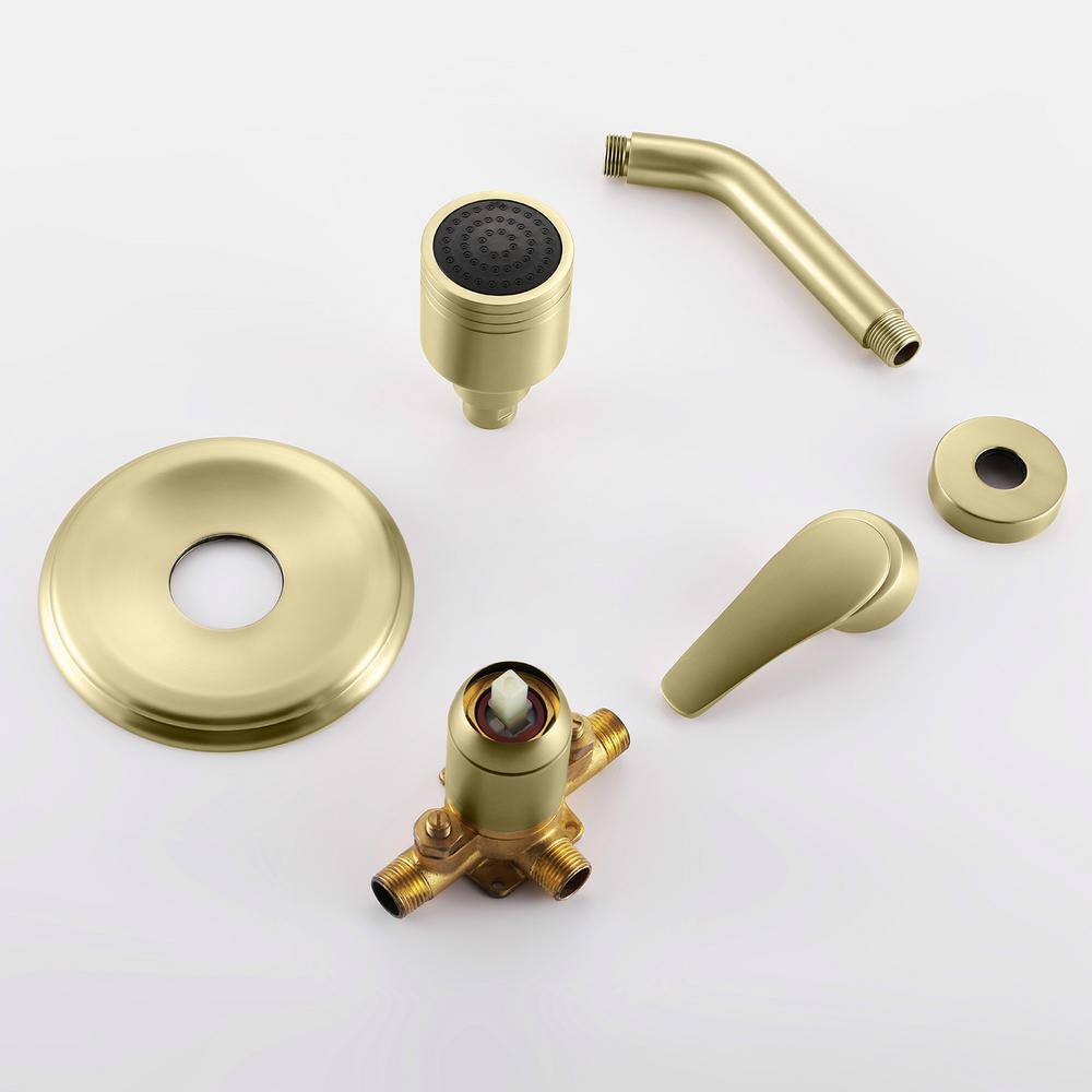 Brushed Gold Wall Mounted Rain Shower Faucet Set