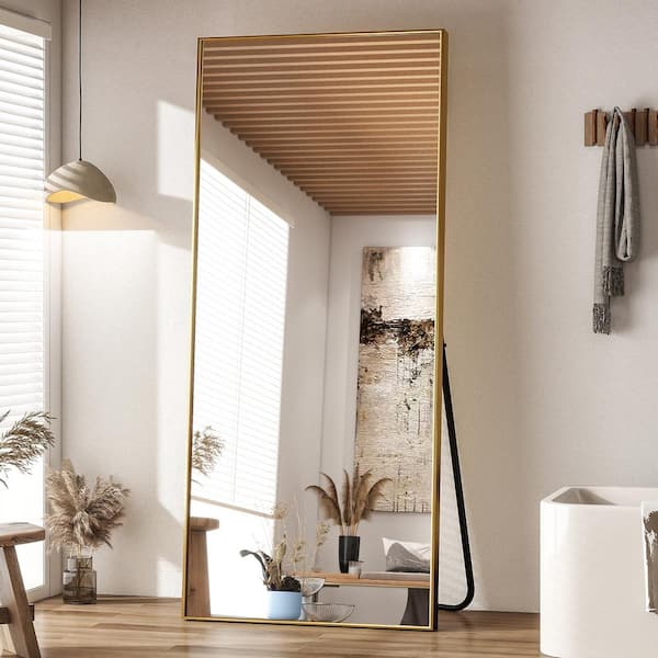 29.9 in. W x 70.9 in. H Rectangular Modern Aluminum Alloy Framed Gold Full Length Mirror