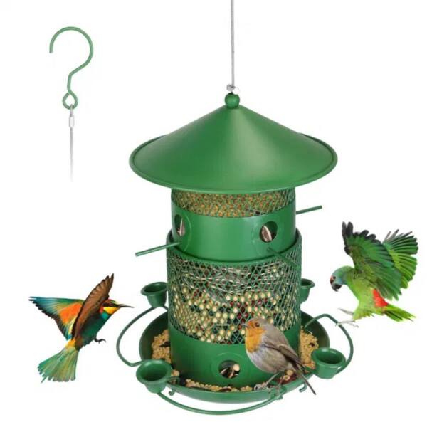 Squirrel Proof Bird Feeder, Wild Metal Bird Feeder For Outdoor Hanging, Premium Hard Plastic Tube, Bird Feeder With 4 Feeding Holes For Blue Birds