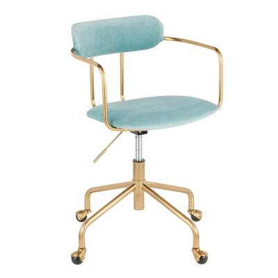 Demi Gold Task Chair in Light Blue Velvet