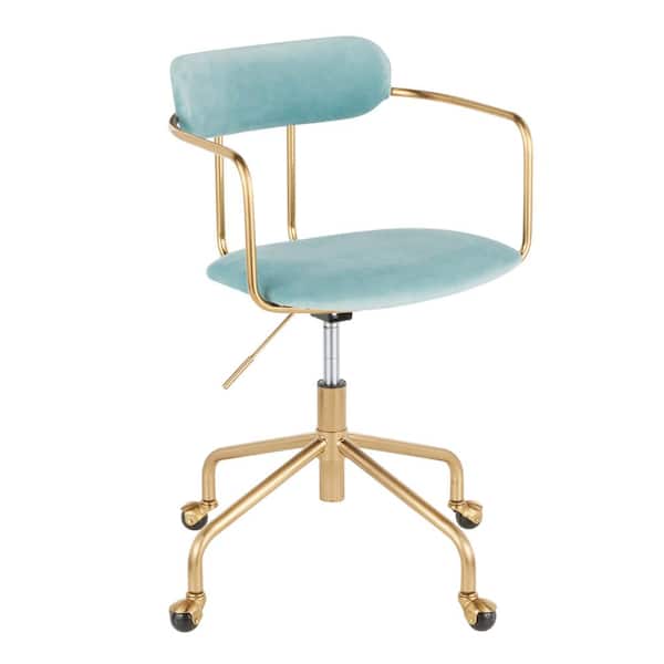 Lumisource Demi Gold Task Chair in Light Blue Velvet