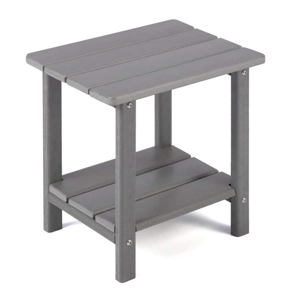 Rectangular Wood Outdoor Side Table，Gray L0C22WRJX9 - The Home Depot