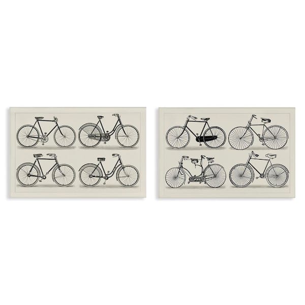 Stupell Industries Vintage Bicycle Styles by Vision Studio 2 Pieces Unframed Typography Graphic Art Print 16 in. x 24 in.