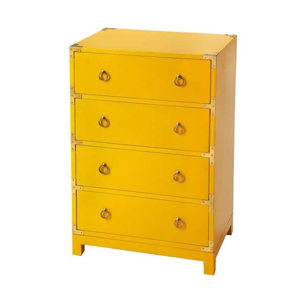 HomeRoots Bernadette Yellow Cabinet 37.5 in. x 24 in. 16 in.