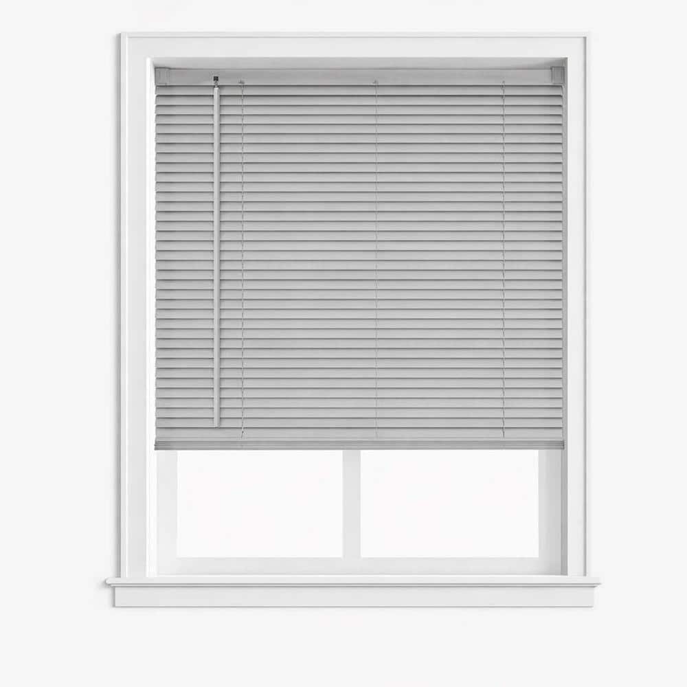 Grey Cordless Light Filtering Horizontal Vinyl Blinds with 1 in