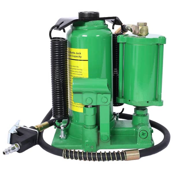 Amucolo 12 Ton Green All Welded Bottle Jack Air Hydraulic Bottle Jack, 9.8-19.3 in. Lifting Range, Manual Handle and Air Pump