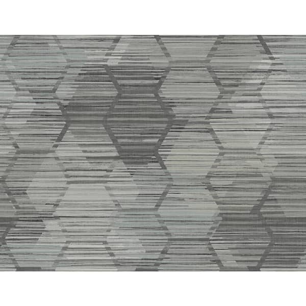 A-Street Prints Jabari Charcoal Geometric Faux Grasscloth Charcoal Wallpaper Sample