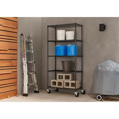 LISSIMO 33.7in. H x 34in. W x 18in. D Garage Shelving 3 Tier Metal Garage  Storage Shelves Adjustable Shelves for Garage Basement RDBZW2022114B - The  Home Depot