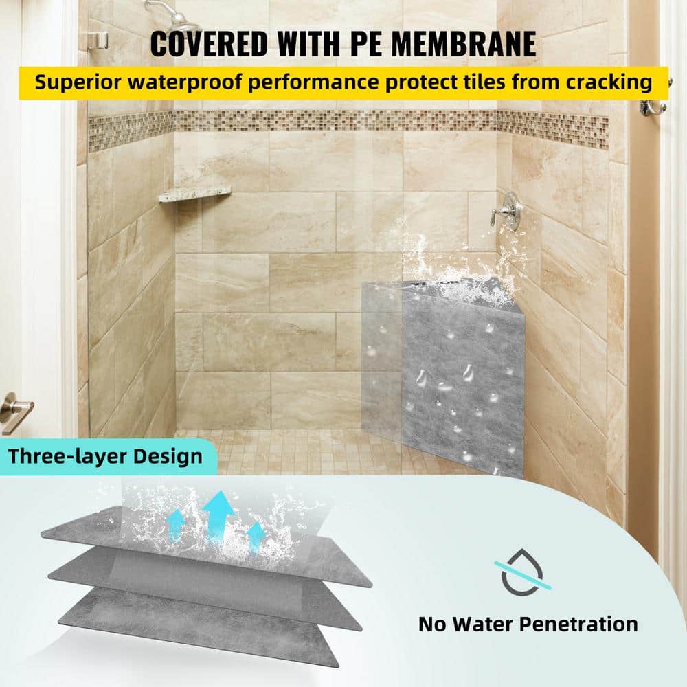 Gray Polystyrene Ready-to-Tile Corner Shower Seat