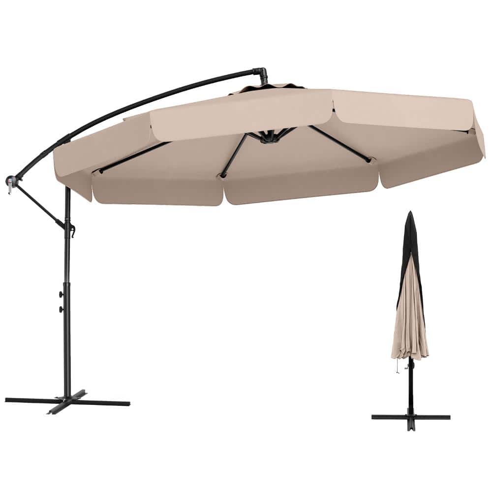 10 ft. Polyester and Metal Cantilever Patio Umbrella with Crank Lift, Tilt, Beige price history on PriceWatchPro