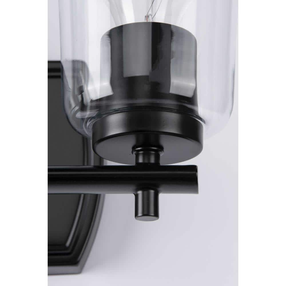 Adley Black 2-Light Bath Wall Fixture with Clear Glass Shades