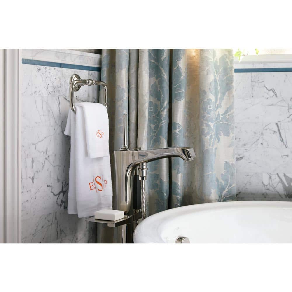 Polished Nickel Rectangular Towel Ring with Vintage Design