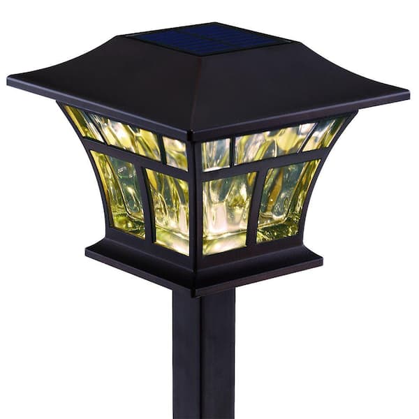 hampton bay led solar pathway lights mediterranean bronze