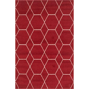 Trellis Frieze Red/Ivory 4 ft. x 6 ft. Geometric Area Rug
