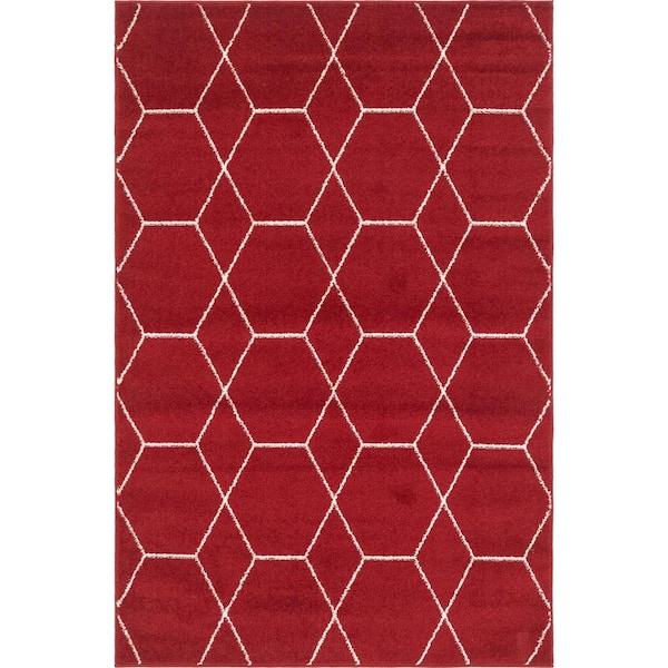 StyleWell Trellis Frieze Red/Ivory 4 ft. x 6 ft. Geometric Area Rug