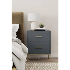 Madelyn 2-Drawer Slate Gray Nightstand (26 in. H x 20 in. W x 15 in. D)