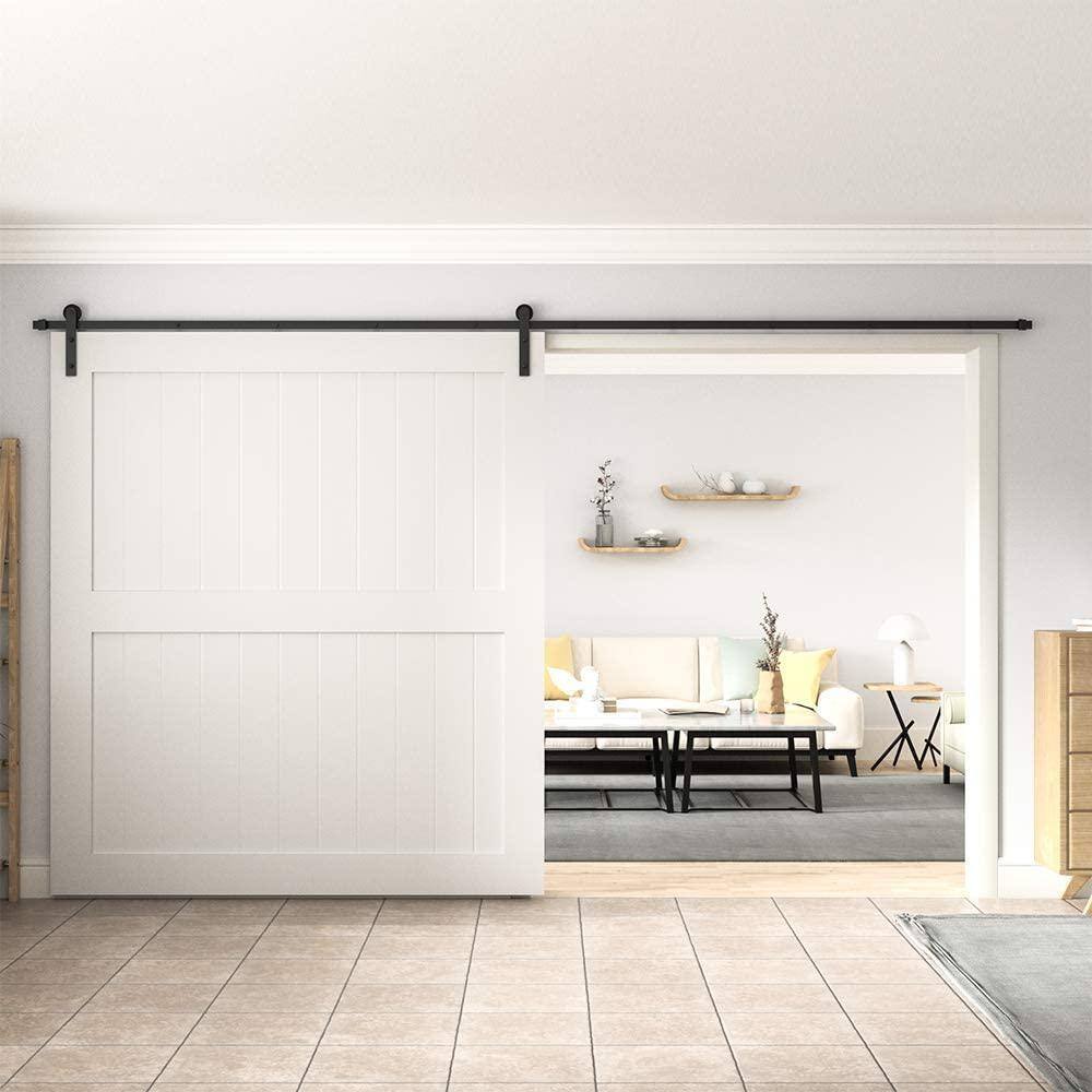 Black Steel Sliding Barn Door Hardware Kit, 156 in.