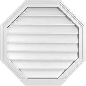 26 in. x 26 in. Octagonal Surface Mount PVC Gable Vent: Decorative with Brickmould Sill Frame